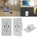 Dual Plug Electric Wall Socket Adapter 2 Usb Port Outlet Panel Switch by DailySale