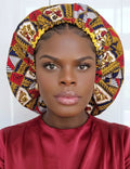 Duma Mbili 2XL Kente Silk Lined African Print Bonnet by Duma Mbili LLC