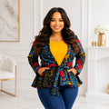 Duma Mbili African Print Long Sleeved Peplum Blouse by Duma Mbili LLC