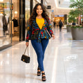Duma Mbili African Print Long Sleeved Peplum Blouse by Duma Mbili LLC