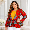 Duma Mbili African Print Long Sleeved Peplum Red Blouse by Duma Mbili LLC