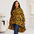 Duma Mbili Kente African Print High Low Button up Shirt by Duma Mbili LLC