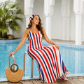 Duma Mbili Two-Piece Summer Striped Sleeveless Maxi Dress by Duma Mbili LLC