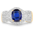 14K Yellow Gold Plated 2.56 Carat Genuine Kyanite and White Topaz .925 Sterling Silver Ring by Bids.com