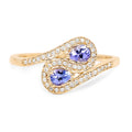 0.42 Carat Genuine Tanzanite and White Diamond 14K Yellow Gold Ring by Bids.com