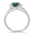 14K White Gold 1-1/3 Cttw White & Blue Diamond Interweaving Double Halo Cocktail Statement Ring (G-H and Fancy Blue Color, SI2-I1 Clarity) - Size 6 by Bids.com