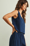 Dye And Wash Knitted Top: Indigo by Boutique 23