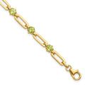 Genuine Green Peridot Paper Clip Sterling Silver Bracelet by Fine Color Jewels