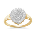 10K Yellow Gold 1/2 Cttw Round & Baguette Cut Diamond Pear Shaped Domed PavÃ© Cluster with Halo Cocktail Ring (J-K Color, I1-I2 Clarity) - Size 4-1/4 by Bids.com