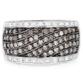 0.87 Carat Genuine Champagne Diamond and White Diamond .925 Sterling Silver Ring by Bids.com