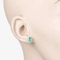 1.30 Ct Pear Green Zambian Emerald Prong 10k Gold Teardrop Stud Earrings by Fine Color Jewels