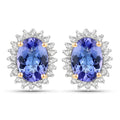 1.71 Carat Genuine Tanzanite and White Diamond 14K Yellow Gold Earrings by Bids.com