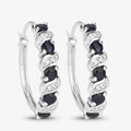 Genuine Blue Sapphire Hoop Earrings by Fine Color Jewels