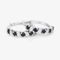Genuine Blue Sapphire Hoop Earrings by Fine Color Jewels