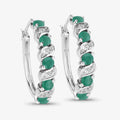 Genuine Green Emerald Hoop Earrings by Fine Color Jewels