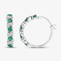 Genuine Green Emerald Hoop Earrings by Fine Color Jewels