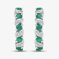 Genuine Green Emerald Hoop Earrings by Fine Color Jewels