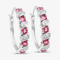Genuine Pink Tourmaline Hoop Earrings by Fine Color Jewels