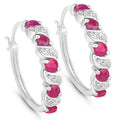 Genuine Pink Ruby Hoop Earrings by Fine Color Jewels