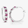 Genuine Pink Ruby Hoop Earrings by Fine Color Jewels