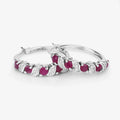 Genuine Pink Ruby Hoop Earrings by Fine Color Jewels