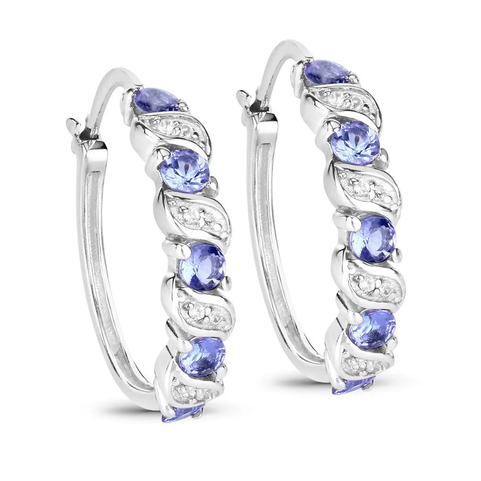 Genuine Tanzanite Hoop Earrings by Fine Color Jewels