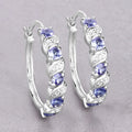 Genuine Tanzanite Hoop Earrings by Fine Color Jewels