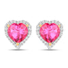 Genuine Pink Topaz Heart Stud Earrings