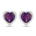 Natural Amethyst Heart Earrings by Fine Color Jewels