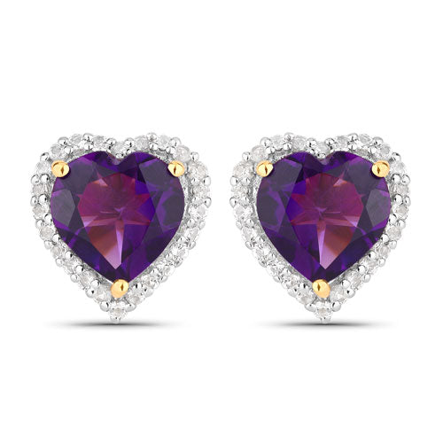 Natural Amethyst Heart Earrings by Fine Color Jewels