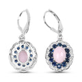 4.00 Carat Genuine Opal Pink, Blue Sapphire and White Topaz .925 Sterling Silver Earrings by Bids.com