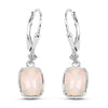 Cushion Pink Ethiopian Opal Prong Silver Leverback Dangle Earrings