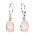 Cushion Pink Ethiopian Opal Prong Silver Leverback Dangle Earrings by Fine Color Jewels