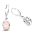 Cushion Pink Ethiopian Opal Prong Silver Leverback Dangle Earrings by Fine Color Jewels