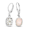 Cushion Pink Ethiopian Opal Prong Silver Leverback Dangle Earrings by Fine Color Jewels