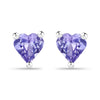 Genuine Tanzanite Heart Stud Earrings