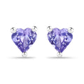 Genuine Tanzanite Heart Stud Earrings by Fine Color Jewels
