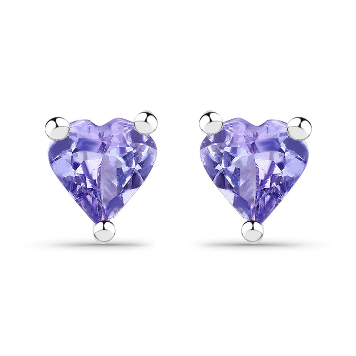 Genuine Tanzanite Heart Stud Earrings by Fine Color Jewels