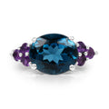 6.60 Carat Genuine London Blue Topaz & Amethyst .925 Sterling Silver Ring by Bids.com