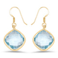 14K Yellow Gold Plated 29.00 Carat Genuine Blue Topaz .925 Sterling Silver Earrings by Bids.com