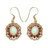 Multi Stone Prong Gold Plated Silver Halo Floral Earrings