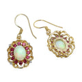 Multi Stone Prong Gold Plated Silver Halo Floral Earrings by Fine Color Jewels