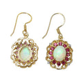 Multi Stone Prong Gold Plated Silver Halo Floral Earrings by Fine Color Jewels