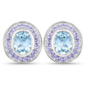 6.30 Carat Genuine Blue Topaz and Tanzanite .925 Sterling Silver Earrings by Bids.com