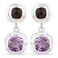 6.60 Carat Genuine Amethyst and Smoky Quartz .925 Sterling Silver Earrings by Bids.com