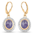 14K Yellow Gold Plated 7.42 Carat Genuine Tanzanite and White Topaz .925 Sterling Silver Earrings by Bids.com