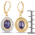 14K Yellow Gold Plated 7.42 Carat Genuine Tanzanite and White Topaz .925 Sterling Silver Earrings by Bids.com