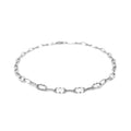 14k White Gold Anklet with Fancy Hammered Oval Links by Bids.com