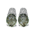 5.25 Carat Genuine Green Amethyst and 0.15 ct.t.w Genuine Diamond Accents Sterling Silver Earrings by Bids.com