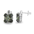 2.91 Carat Genuine Green Amethyst, White Sapphire & Green Diamond .925 Sterling Silver Earrings by Bids.com